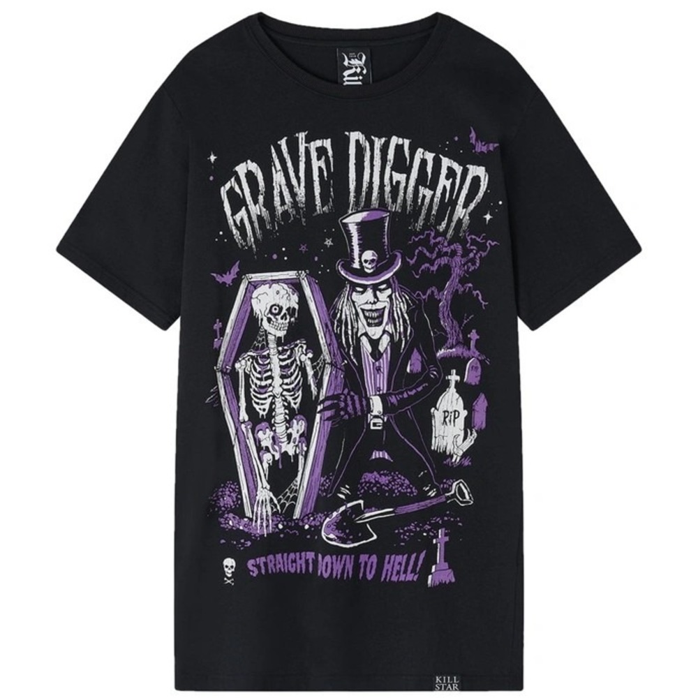 Killstar Grave digger unisex‎ graphic black t shirt